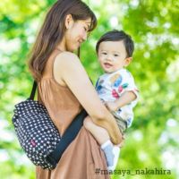  【M】北欧風変わりドット ブラック×ベージュ/抱っこひも収納カバー「ルカコ」 0338-11