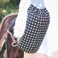  【M】北欧風変わりドット ブラック×ベージュ/抱っこひも収納カバー「ルカコ」 0338-11