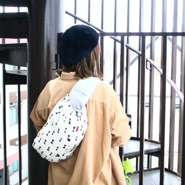 【L】シンプルリボン アイボリー/抱っこひも収納カバー「ルカコ」 88-0870-11