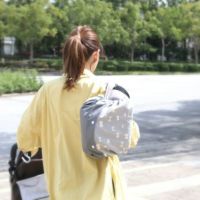 【L】流行のリボン柄グレー×イエロー/抱っこひも収納カバー「ルカコ」88-0728-11