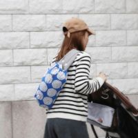 【L】北欧風サークル調フラワービビットブルー/抱っこひも収納カバー「ルカコ」 88-0923-11