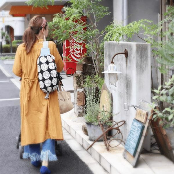 【L】北欧風サークル調フラワーブラック/抱っこひも収納カバー「ルカコ」 88-0935-11