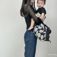 【L】北欧風サークル調フラワーブラック/抱っこひも収納カバー「ルカコ」 88-0935-11