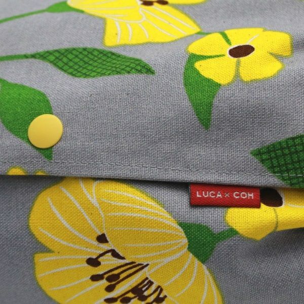 【L】黄色い大きめ花柄 グレー/抱っこひも収納カバー「ルカコ」 88-1039-11