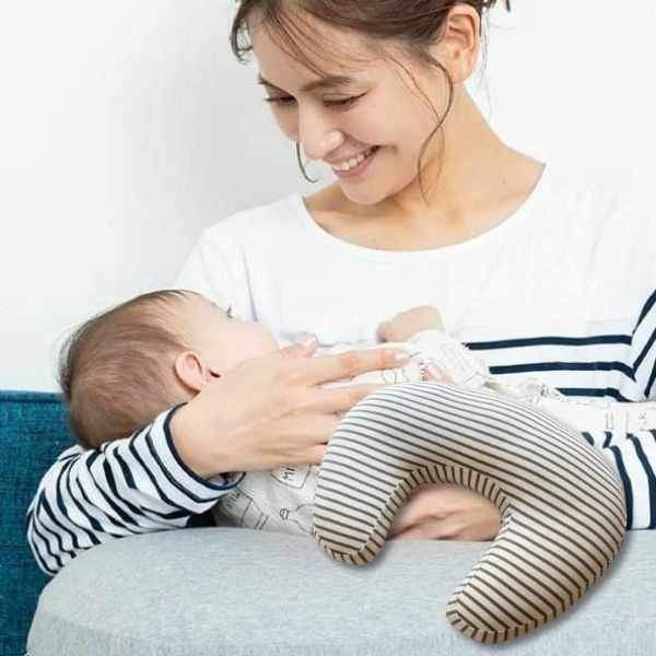 エアリコ授乳クッション(枕)しっかり固め厚めのへたらない助産院の助産師と職人が創った授乳クッションairricoボーダーグレー1000-33-01