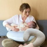 エアリコ授乳クッション(枕)しっかり固め厚めのへたらない助産院の助産師と職人が創った授乳クッションairricoボーダーグレー1000-33-01