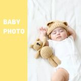 ニューボーンフォト セルフ(新生児写真)ベビー赤ちゃんフォト衣装【くまさんとくま耳ニット帽子】1000-41-01
