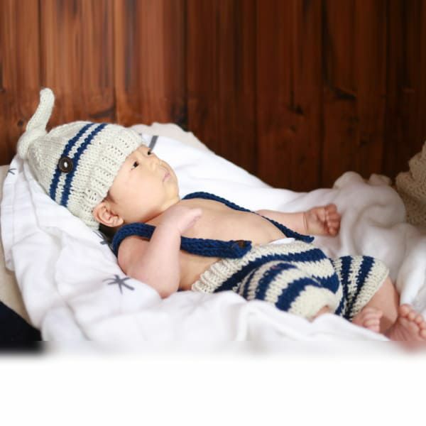  ニューボーンフォト セルフ(新生児写真)ベビー赤ちゃんフォト衣装【サスペンダー付きパンツと帽子】新生児1ヵ月2ヵ月3ヵ月1000-41-02