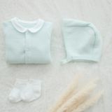 【新生児服 冬】ふわとろあたたかキルト2way日本製　上品な丸襟退院着・出産準備やオシャレでかわいい普段着 ツーウェイオール長袖 服装サイズ50-60【3点セット】通販1000-42-13