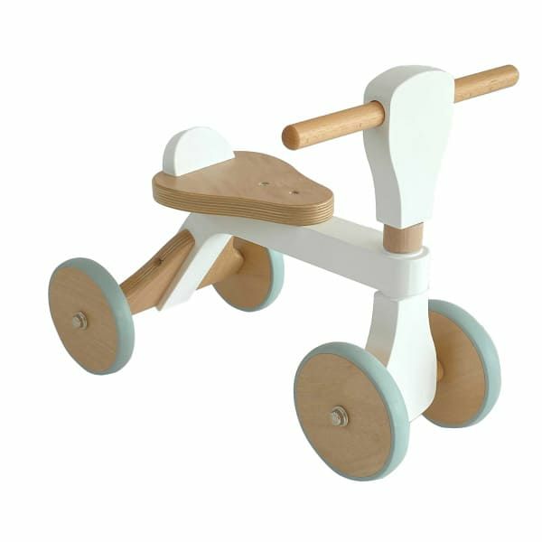 【三輪車】1歳2歳のおしゃれでシンプルな木製の室内屋外の乗り物おもちゃ(安定の四輪)【ホワイト】誕生日プレゼントにおすすめ！ホップル1000-43-07