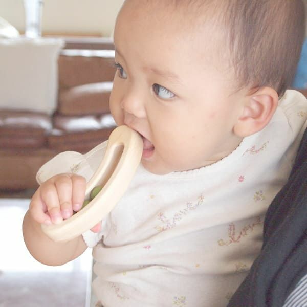  FAVA(ファーヴァ)お豆の赤ちゃんガラガララトル【マストロジェペット】木製知育玩具 日本製 ブルー×ホワイト1000-48-05
