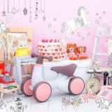 1歳2歳のファーストバイクbubrin(バブリン)子供用4輪乗用玩具。おしゃれでかわいい誕生日プレゼントとしておすすめ！サドルの高さ調節可、室内屋外で使える組み立て不要はじめての乗り物1000-45-11