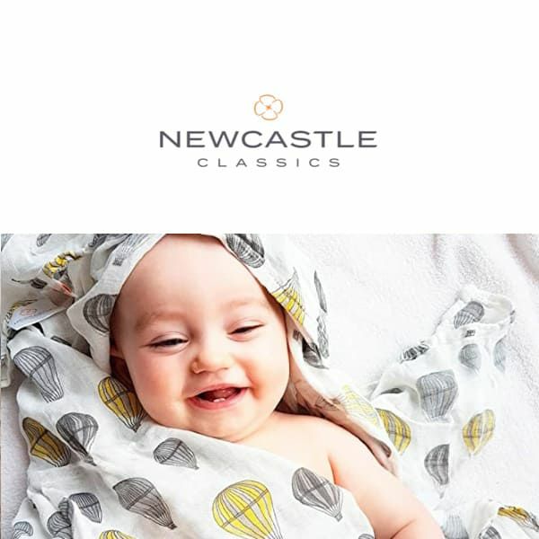 出産祝いに人気のおくるみ(スワドル) ブランケット Newcastle Classics(ニューキャッスルクラシックス) 大判サイズ120cm×120cm バンブーモスリン織 洗い替えに便利な4P Flower(フラワー)ピンク 1000-36-22
