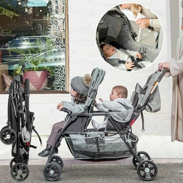 二人乗りベビーカー 双子 年子 2歳差用のAB型、新生児から