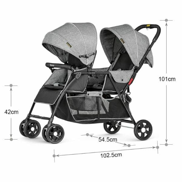 二人乗りベビーカー 双子 年子 2歳差用のAB型、新生児から1歳2歳3歳まで
