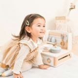 【贈答用】1歳2歳3歳の誕生日プレゼントに【ままごとキッチン】折りたたみコンパクト おしゃれな木製卓上小さめおままごとキッチン完成品1000-21-53