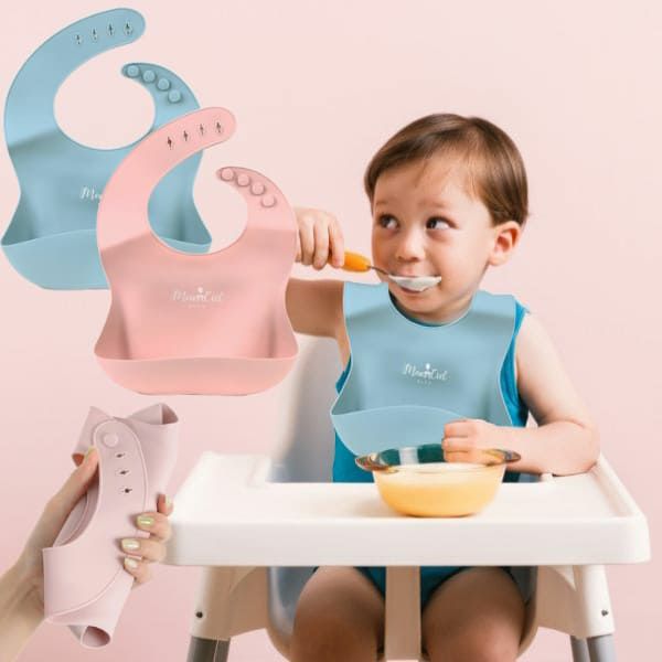洗える離乳食エプロン MonCiel シリコンビブ 6か月頃から3歳くらいまで使える食事用エプロン・スタイ 丸めて持ち運びコンパクト 1000-46-16