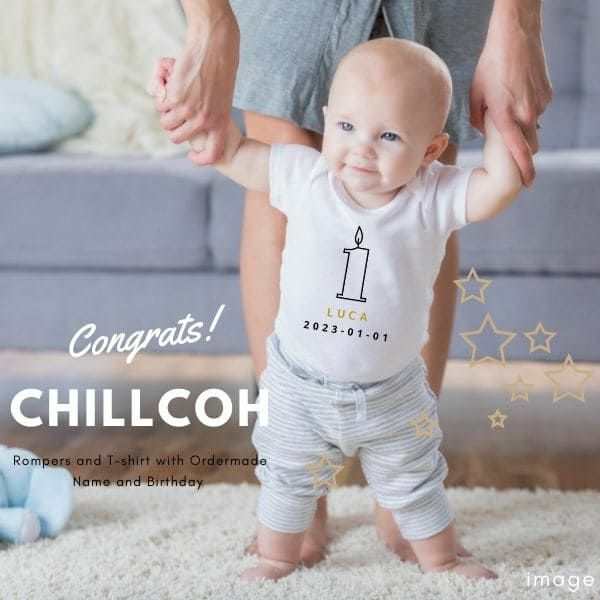 CHILLCOHチルコ 1歳バースデーロンパース 名入れギフト誕生日ベビー服