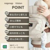 【レンタル試着】ナップナップ ヴィジョン(napnap Vision)シェル 新生児から使える小柄小さめママにもフィットする抱っこ紐 日本メーカーのおんぶ紐。20㎏まで使える前向き抱っこもできるベビーキャリー。SGマークで安心。生後10日から使えるので１ヶ月検診でも活躍！1000-20-61