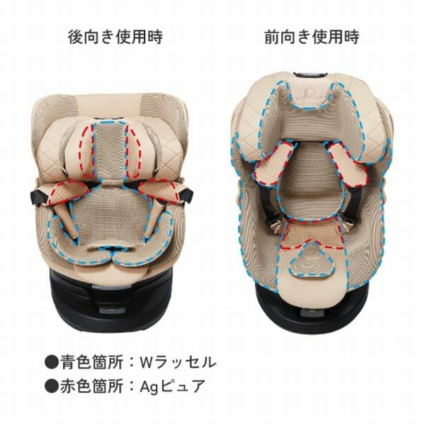 チャイルドシート エールベベ クルットR 出産退院 新生児0歳～4歳ISOFIX取り付け360度回転パールベージュ