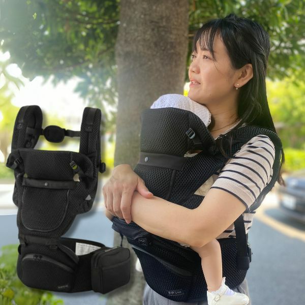 BABY&Me Beren ベビーアンドミー ベーレン 抱っこひも【ヒップシート】【ブラック】新生児横抱き補助、生後4ヶ月から4歳頃20kgまでメッシュでおしゃれ肩腰楽ちんヒップシートキャリア セカンド抱っこ紐にもおすすめ 日本正規販売店 1000-07-93