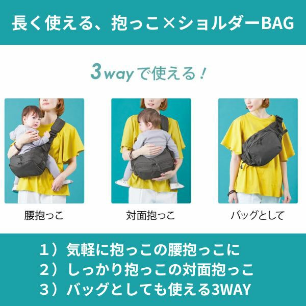 ポルバンモア(POLBAN MORE)は1歳2歳3歳4歳の歩かないを解決！抱っこ補助できるヒップシートショルダーバッグ(7ヵ月～4歳頃20kgまで)おしゃれパパママにおすすめの大容量ボディバッグ・ウエストポーチ