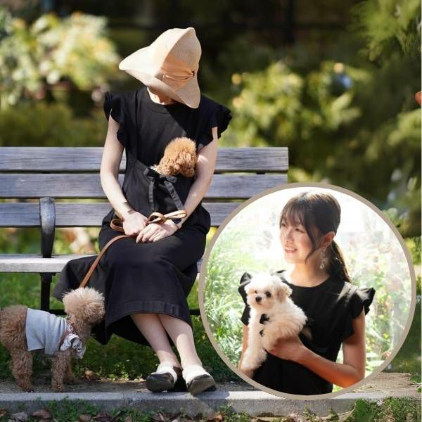 犬抱っこ服】カンガルーポケット服(犬が入れる)大人上品ワンピース【P  
