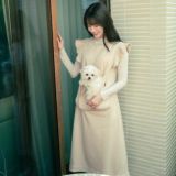 【犬抱っこ服】カンガルーポケット服(犬が入れる)大人上品ワンピース【P-KURARU】ブラック 小型犬(約3.5kgまで)トイプードル チワワ ポメラニアン マルチーズ ヨークシャテリア MIX犬等 1000-62-01