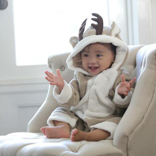 【トナカイ ロンパース】赤ちゃんベビー コスプレカバーオール60 70 80サイズ クリスマスやかわいい防寒対策に 1000-61-14