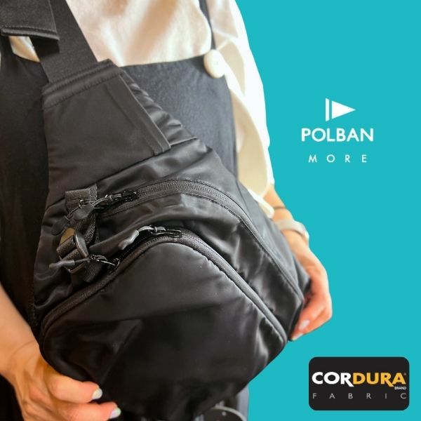 ポルバンモア(POLBAN MORE)【コーデュラブラック】1歳2歳3歳4歳の歩かないを解決！抱っこ補助できるヒップシートショルダーバッグ(7ヵ月～4歳頃20kgまで)おしゃれパパママにおすすめの大容量ボディバッグ・ウエストポーチ 1000-58-43