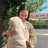 防寒ケープ(抱っこ紐ヒップシート ベビーカー対応)赤ちゃん新生児から1歳2歳3歳 寒さ対策 【暖か軽い洗える】多機能 撥水加工のサーモライトエコメイド エアバギー【サンドアッシュ】